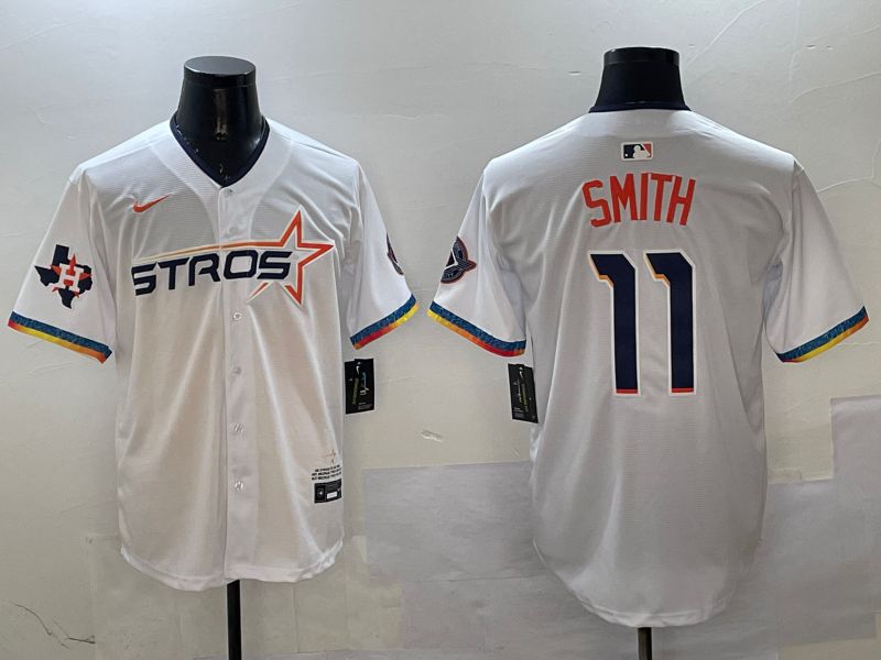 Men Houston Astros #11 Smith White Fourth generation Joint Name 2025 Nike MLB Jersey style 7